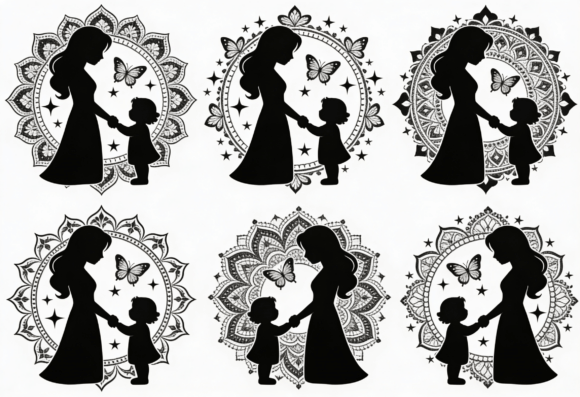 Download Mother and Child Silhouette Mandala - Premium Resources
